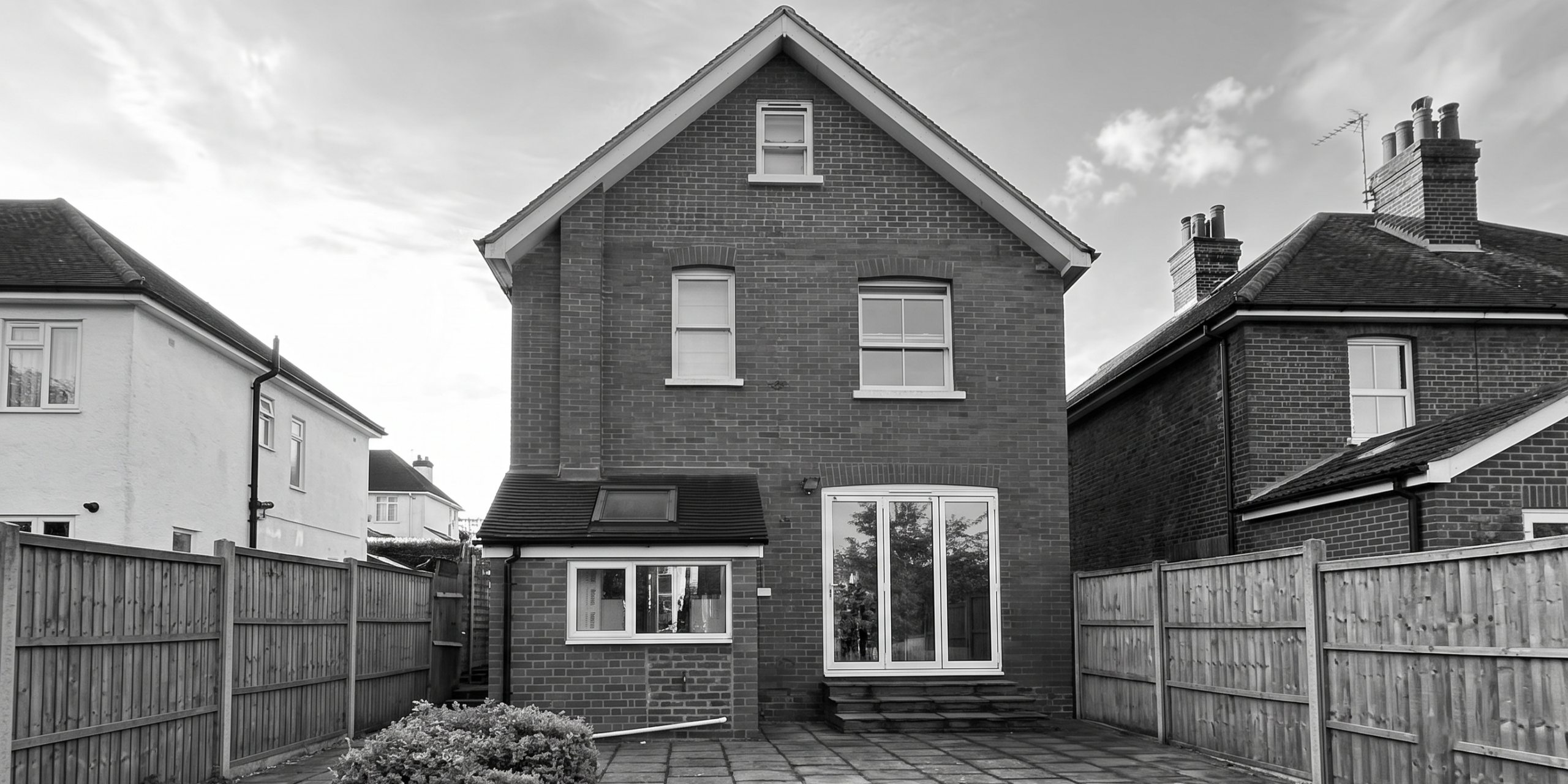 Knighton Road - before rear - Black and White