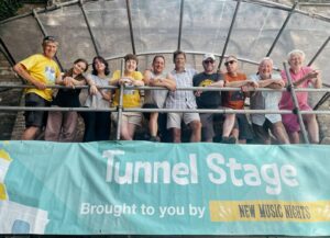 Some of the Tunnel Stage crew following Reigate Summer Festival after helping deliver three days of live music and community events in Reigate.